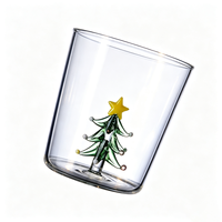 Verre à jus créatif en forme d'arbre de Noël tridimensionnel, simple paroi, en verre borosilicate transparent de haute qualité pour la maison