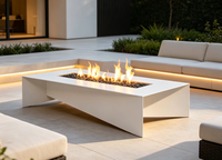 Cheminée d'extérieur rectangulaire moderne en acier Corten, robuste, à gaz, grande table de feu à bois combustible avec garantie de 5 ans