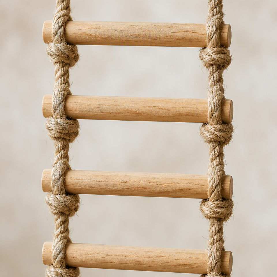 Natural Wood Bird Perch with Rope Ladder for Budgie Lovebird Java ...