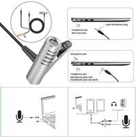 Microphone Lavalier Professionnel Filaire de Bureau à Double Capteur Omnidirectionnel Léger à Condensateur avec Prise TRS 3,5 mm et Adaptateur TRRS