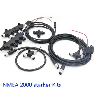Nmea 2000 potência tap m12 5pin, código a macho para fêmea, kit iniciante de rede, conector de cabo t