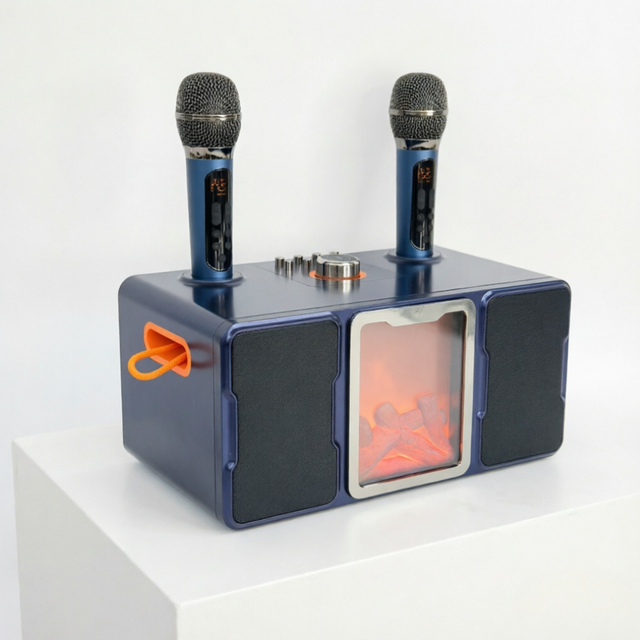 SP600 Flame Lamp Blue-tooth Speaker Wireless Dual-microphone Karaoke All-in-one Machine Portable for Outdoor Singing