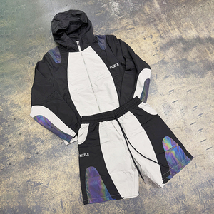 Custom Waterproof Reflective Tracksuits Reflective Nylon Tracksuit Design Breathable <b>Pullover</b> Windbreaker <b>Jackets</b> And Shorts Set - Product Image 2
