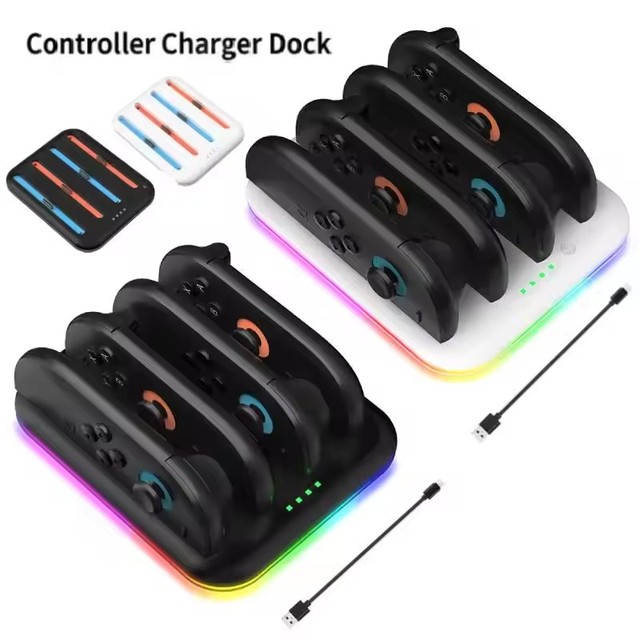 LED Indication Controller Charger Dock for Nintendo Switch 2 Joycons Charging Stand Station Stand with Charging Cord
