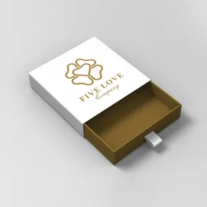 Eco-Friendly Custom Logo Printed Recyclable Hard Rigid Cardboard Jewelry Storage Drawer Box Sliding Gift Paper Style