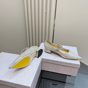 Zapatos de Tacón Alto Jimmy de Alta Calidad para Mujer, Adornados con Tiras de Cristales y Diamantes, Tacones Gruesos y Estables, Modernos y a la Moda - Product Image 6