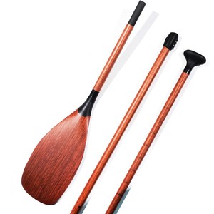 Pagaie en fibre de carbone à trois sections, longueur télescopique réglable de 175 à 210 cm, couleur bois foncé, portable pour les lacs, les rivières, la pêche en position debout - Product Image 2
