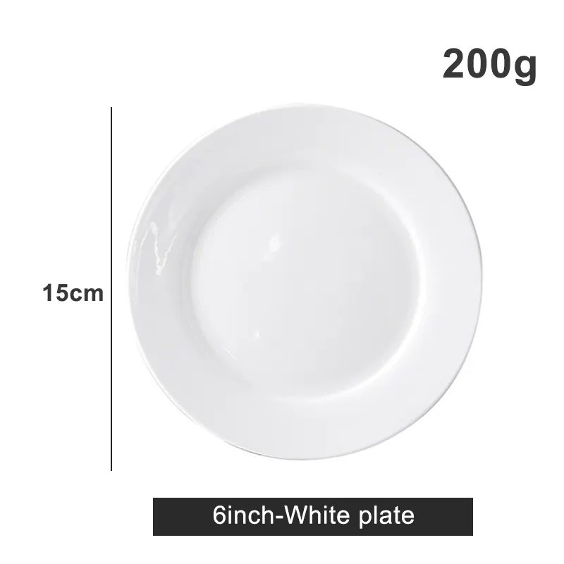 Assiette plate en céramique 6/7/8/10 pouces Vente en gros Assiette plate en porcelaine blanche à bordure dorée de luxe Assiette plate en céramique