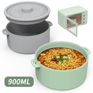 หม้อซิลิโคนสำหรับนึ่งอาหารในไมโครเวฟ พร้อมฝาปิดและหูจับ ผลิตในเกาหลี ใช้สำหรับนึ่งอาหาร ต้มบะหมี่กึ่งสำเร็จรูป ปลอดสาร BPA เหมาะสำหรับผัก - Product Image 1