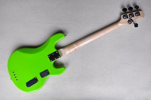 Guitare basse électrique verte fluorescente Flyoung pour gaucher avec 4 cordes, fabriquée sur mesure - Product Image 5