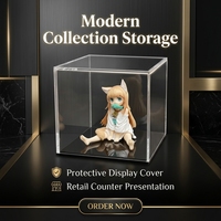 Boîte de présentation protectrice en acrylique personnalisée de 5 mm d'épaisseur, facile à assembler, pour articles de collection, comptoir de vente au détail et présentation de cadeaux