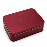 Boîte en étain rectangulaire rouge personnalisée, de qualité alimentaire, pour biscuits, chocolats, bonbons, emballage cadeau