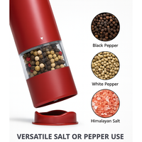 Moulin à sel et poivre automatique rechargeable USB-C en plastique de qualité alimentaire avec lumière LED intégrée, design moderne