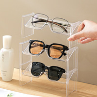 Support de rangement empilable pour lunettes, présentoir de lunettes de soleil de comptoir, anti-poussière, transparent, portable et mobile