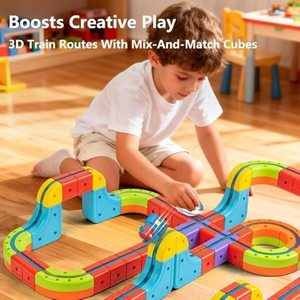 Set Treno Elettrico <span class=keywords><strong>per</strong></span> <span class=keywords><strong>Bambini</strong></span>, 83 Pezzi, Pista da Corsa 3D con Treno Elettrico, Adatto <span class=keywords><strong>per</strong></span> <span class=keywords><strong>Bambini</strong></span> dai 2 Anni in Su - Product Image 1