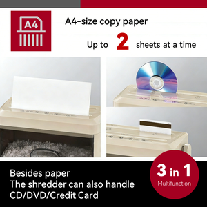 Déchiqueteuse manuelle de bureau à micro-coupe beige, poubelle de 4 <span class=keywords><strong>litres</strong></span>, protection des informations personnelles, carte, CD - Product Image 4