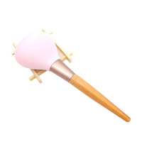 Pinceau de maquillage en forme de cœur avec logo personnalisé, manche en métal, pinceau à poudre doux avec couvercle pour un usage portable en voyage