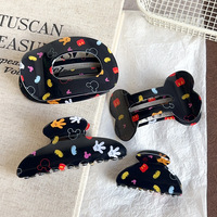 Pince à cheveux noire à motif de dessin animé, motif Mickey mignon, pince requin, accessoires capillaires quotidiens pour femmes pour coiffures mi-attachées