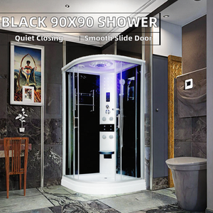 Prix usine noir <span class=keywords><strong>90x90</strong></span> porte coulissante verre Transparent Massage salle de <span class=keywords><strong>douche</strong></span> cabines à vapeur avec cadre brossé pour hôtels - Product Image 2