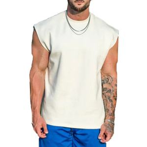 Custom <b>Men's</b> Boxy <b>Crop</b> Gym Tank <b>Top</b> Breathable Spandex/Cotton Casual Style with Raw Edge Cut-Off Eco-Friendly Tank <b>Top</b> - Product Image 1