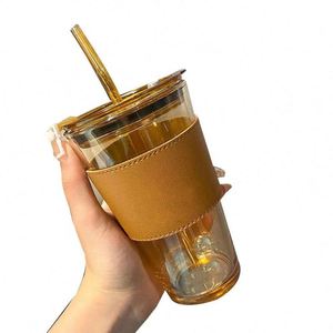Portable Leak-proof Glass Coffee <b>Cup</b> Straw Customizable Logo Large Capacity Reusable Travel Tumbler Unisex Dishwasher Microwave - Product Image 5