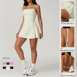 New Fashion Nude Sexy rücken freies Tennis kleid mit Shorts Fitness Outfits Gym verstellbare Träger Sport Yoga Kleid für Frauen - Product Image 2
