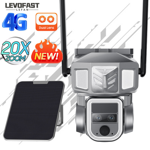 4G Solar Energy System WiFi 4G 2K Triple Lens Outdoor Night Vision Two Way Audio Solar PTZ Dome Solar Camera