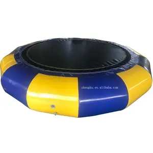 Factory direct sale inflatable lake water trampoline, round inflatable floating trampoline with pump