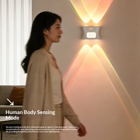 Lampu Dinding RGB Ambient, Pemasangan Magnetik, Sensor Gerak PIR, Lampu Dinding LED Isi Ulang dengan Remote