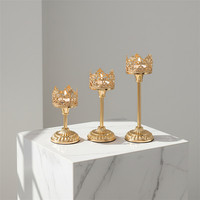 Ensemble de supports à bougies en fer doré de style européen, porte-bougie couronne pour bougies chauffe-plat, pour mariage, dîner aux chandelles et centre de table
