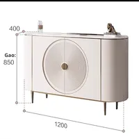Buffet léger de luxe de style italien haut de gamme Buffet moderne minimaliste dessus en marbre blanc or armoire d'entrée salon Donglu