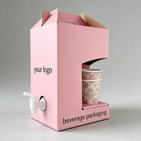 Boîte en papier pour boissons de restaurant, conception personnalisée en usine, boîte en papier pour lait avec porte-gobelets, contenants stériles pour café à emporter avec robinet