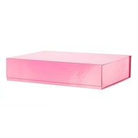 Boîte cadeau en papier de luxe rectangulaire rigide rose pliable avec fermeture magnétique, logo personnalisé, emballage haut de gamme