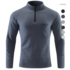 Maglia Sportiva a <span class=keywords><strong>Maniche</strong></span> <span class=keywords><strong>Lunghe</strong></span> da Uomo, Asciugatura Rapida, Collo Alto, Autunnale, per Fitness, Corsa, Casual, con Zip, Traspirante, per Allenamento - Product Image 1