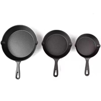 Wajan Penggorengan Besi Cor Berlapis Minyak Nabati 6 inci, Set 3 Wajan Panggang Besi Cor Pre-Seasoned