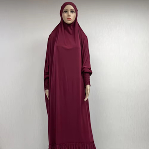 MC-1638 2026 Nueva Llegada, Vestido de Oración Musulmán, Abaya Lisa de Talla Grande, Conjunto de 2 Piezas, Abaya para Mujer con Capucha - Product Image 1