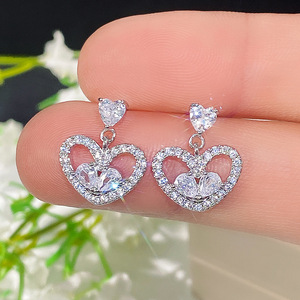 Ensemble collier et boucles d'oreilles pendantes en cuivre pour femme, ensemble cadeau trois pièces pour mariage et fête - Product Image 4