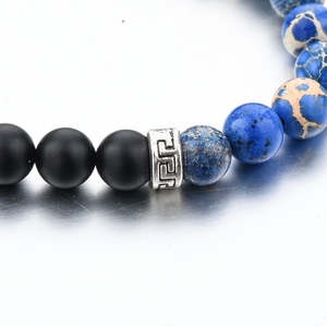 Free Shipping Handmade Zinc Alloy Natural Stone <b>Beaded</b> <b>Bracelet</b> for Men Trendy Blue Onyx Anniversary New Dream - Product Image 3