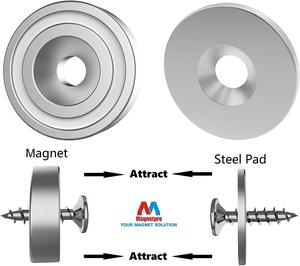 Aimant Magnetpro à tête fraisée avec vis et 4 coussins en acier 10 Kg Force 20X7 <span class=keywords><strong>Mm</strong></span> Aimant avec trou et capsule - Product Image 3