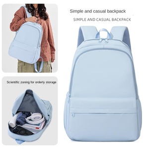 New Style Simple Casual <b>Backpack</b> Solid Color All-match Lightweight <b>Student</b> Schoolbag Men's and Women's Trendy Fashion - Product Image 1