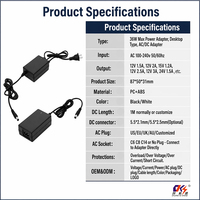 Alimentation de bureau 15V 1.2A 18W OEM, adaptateur secteur AC/DC 15 volts 1.2 ampères avec OLP OVP OCP SCP