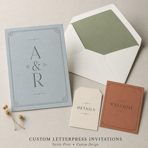 Set di Inviti Matrimoniali Personalizzati in Stile Moderno con Stampa Tipografica, Monogramma Elegante e Dettagli Coordinati con Biglietti di Benvenuto - Product Image 1