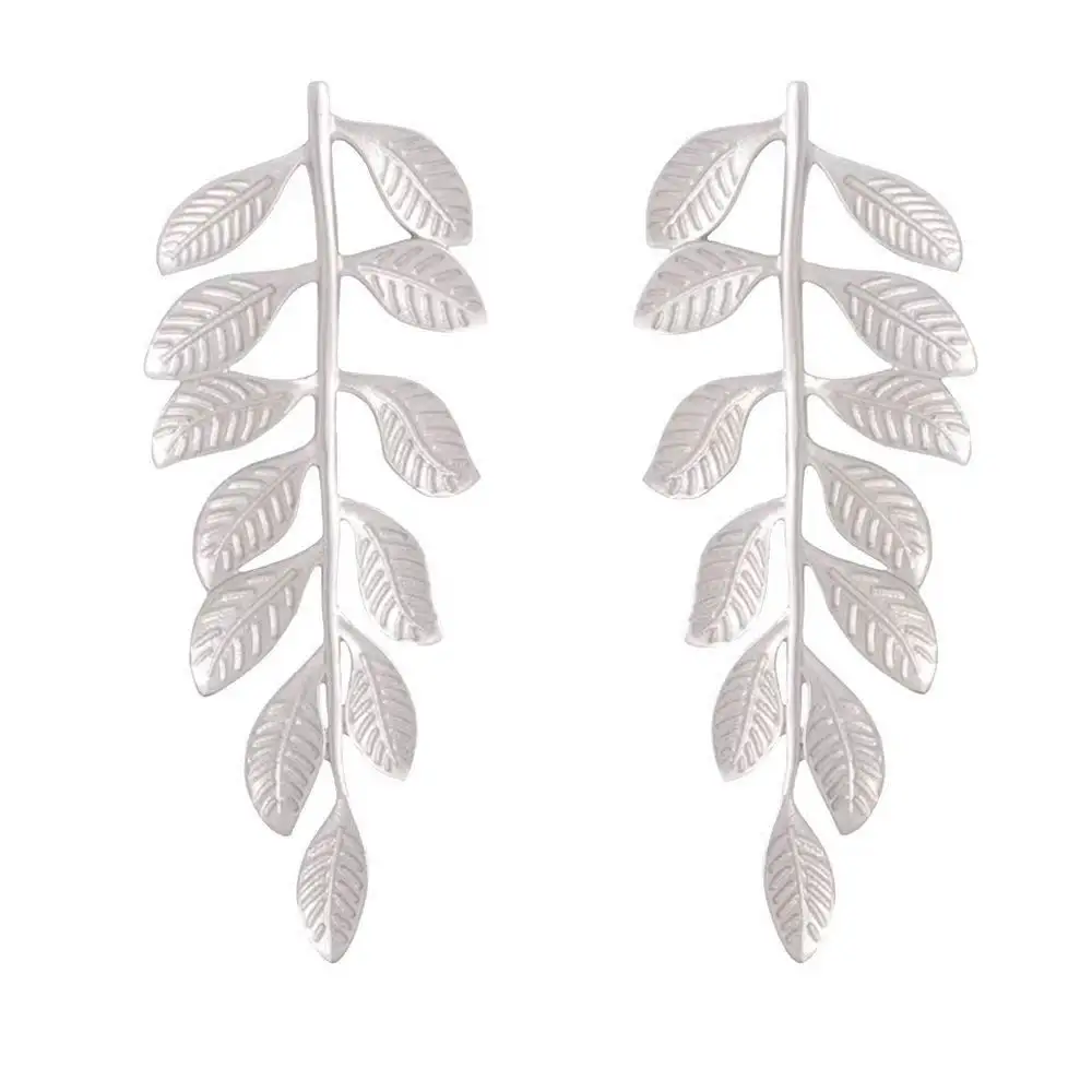 Inspire stainless steel jewelry original design new vintage style silver plated forest leaf earrings for woman girls