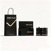 Collection de boîtes rigides de luxe personnalisées en deux parties, noir mat avec estampage à chaud en feuille d'or et gaufrage pour coffret cadeau haut de gamme