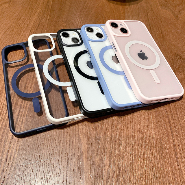 Luxury Wireless Charger Design Pinky Color  Magnetic Phone Case for iPhone 14 Pro Max With Magnetic Ring Back Cover