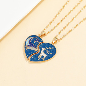 Bestfriend 2 pz Set simpatico magnete animale ciondolo cuore migliori amici collane per bambini da ragazza - Product Image 3
