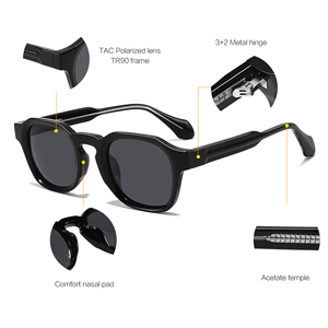 HBK Luxury Retro <strong>Sunglasses</strong> with TR90 Frame Square Acetate High <strong>Polarized</strong> Custom Lens for Men and Women This Summer - Product Image 6