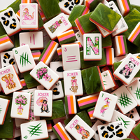 Jeu de Mahjong américain personnalisé en acrylique sur le thème de la faune sauvage, avec tapis de Mahjong antidérapant en tissu