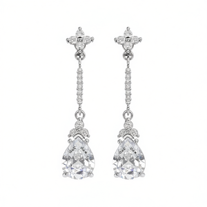 Orecchini a Goccia in Cristallo Dolce & Gabbana, Oro Bianco, Argento 925 con Montatura a Griffe, Gioielli Classici da Donna per Matrimonio - Product Image 1