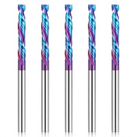 HQMaster - Lot de 5 fraises de compression CNC à queue de 1/8 po |   Fraise à spirale en carbure de tungstène avec revêtement nano bleu 22 mm efficace